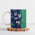 Personalized New Zealand Warriors Ceramic Mug Dynamic Lightning Mascot Rugby Australia
