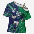 Personalized New Zealand Warriors Cross Shoulder Shirt Dynamic Lightning Mascot Rugby Australia
