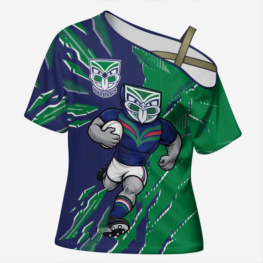 Personalized New Zealand Warriors Cross Shoulder Shirt Dynamic Lightning Mascot Rugby Australia