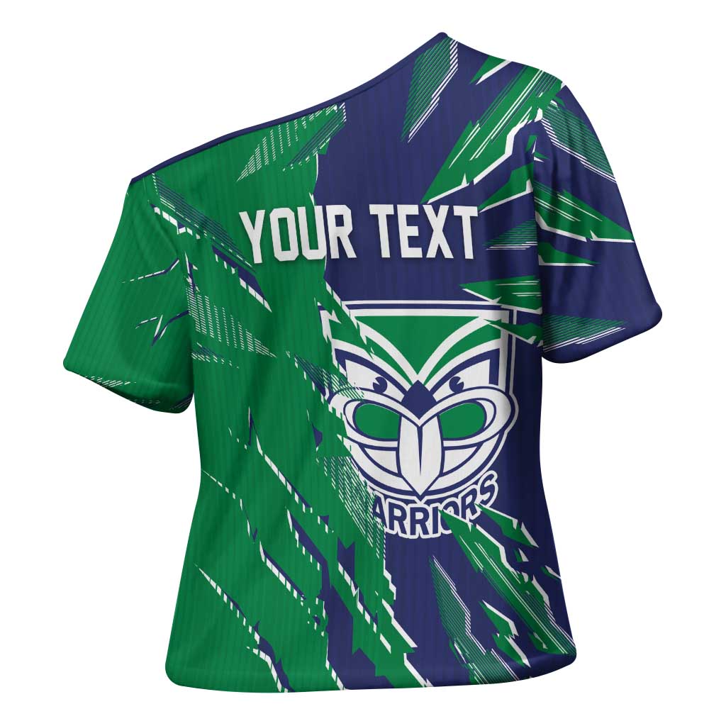 Personalized New Zealand Warriors Cross Shoulder Shirt Dynamic Lightning Mascot Rugby Australia