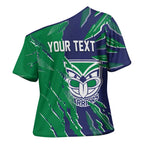 Personalized New Zealand Warriors Cross Shoulder Shirt Dynamic Lightning Mascot Rugby Australia
