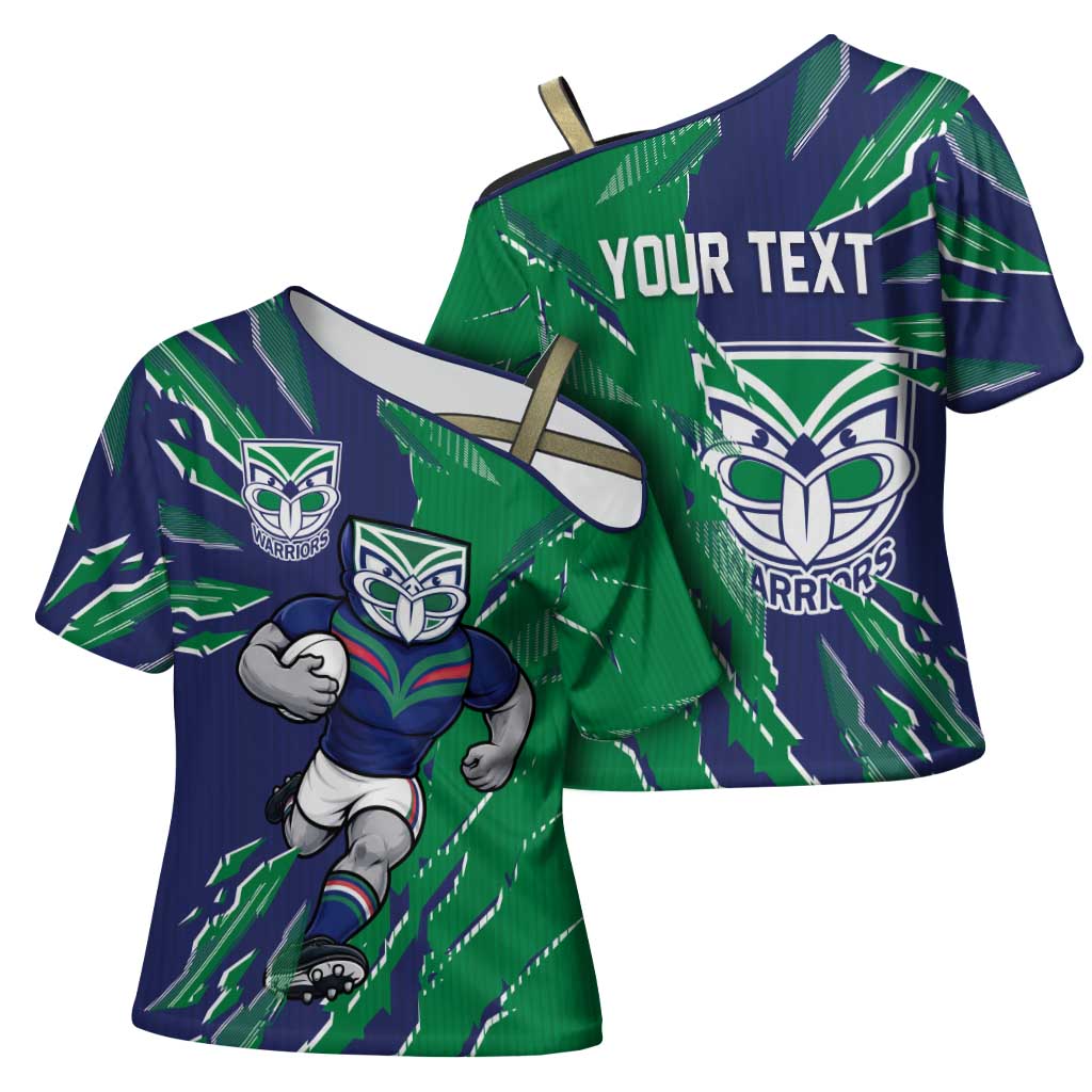Personalized New Zealand Warriors Cross Shoulder Shirt Dynamic Lightning Mascot Rugby Australia