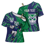 Personalized New Zealand Warriors Cross Shoulder Shirt Dynamic Lightning Mascot Rugby Australia