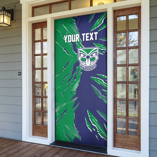 Personalized New Zealand Warriors Door Cover Dynamic Lightning Mascot Rugby Australia