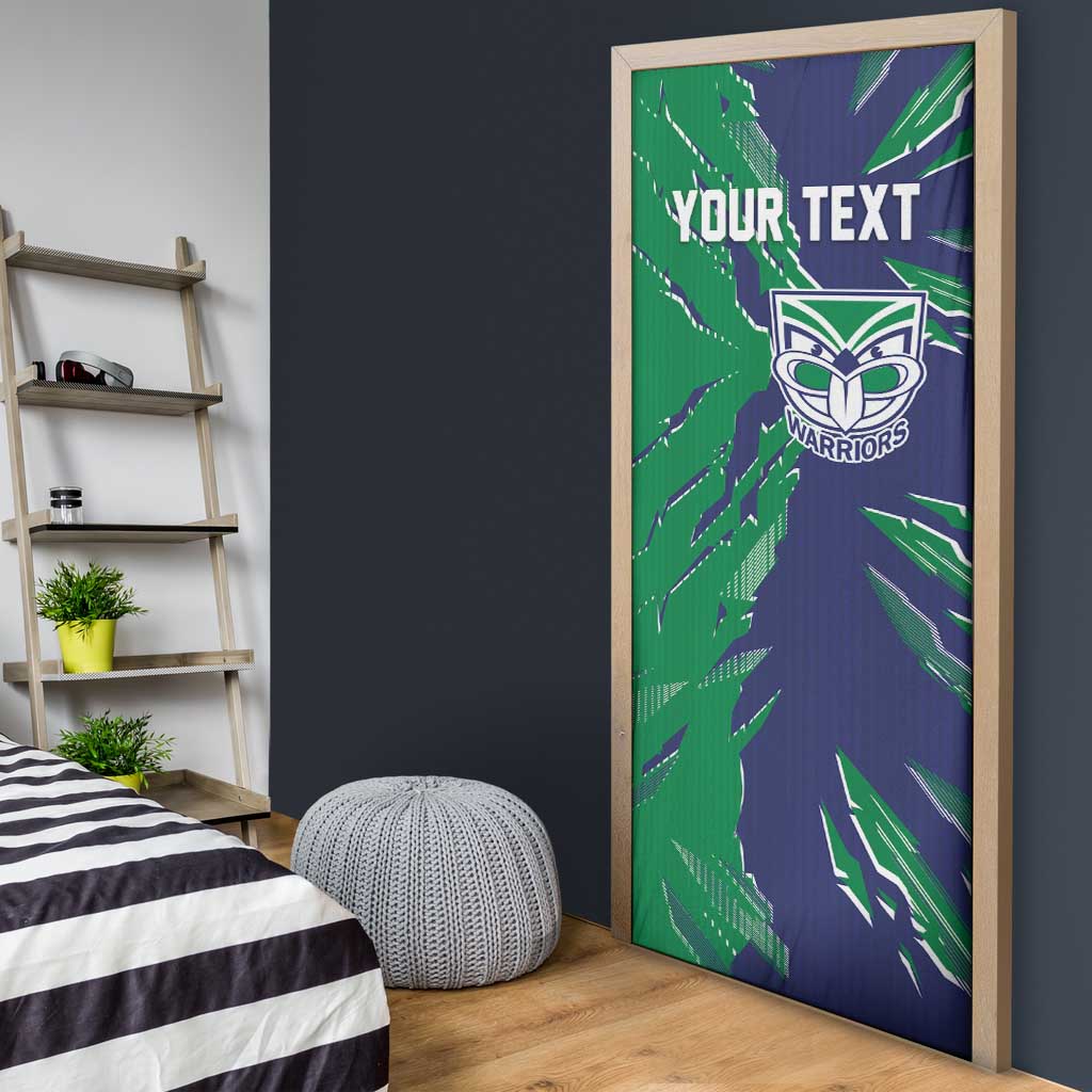 Personalized New Zealand Warriors Door Cover Dynamic Lightning Mascot Rugby Australia