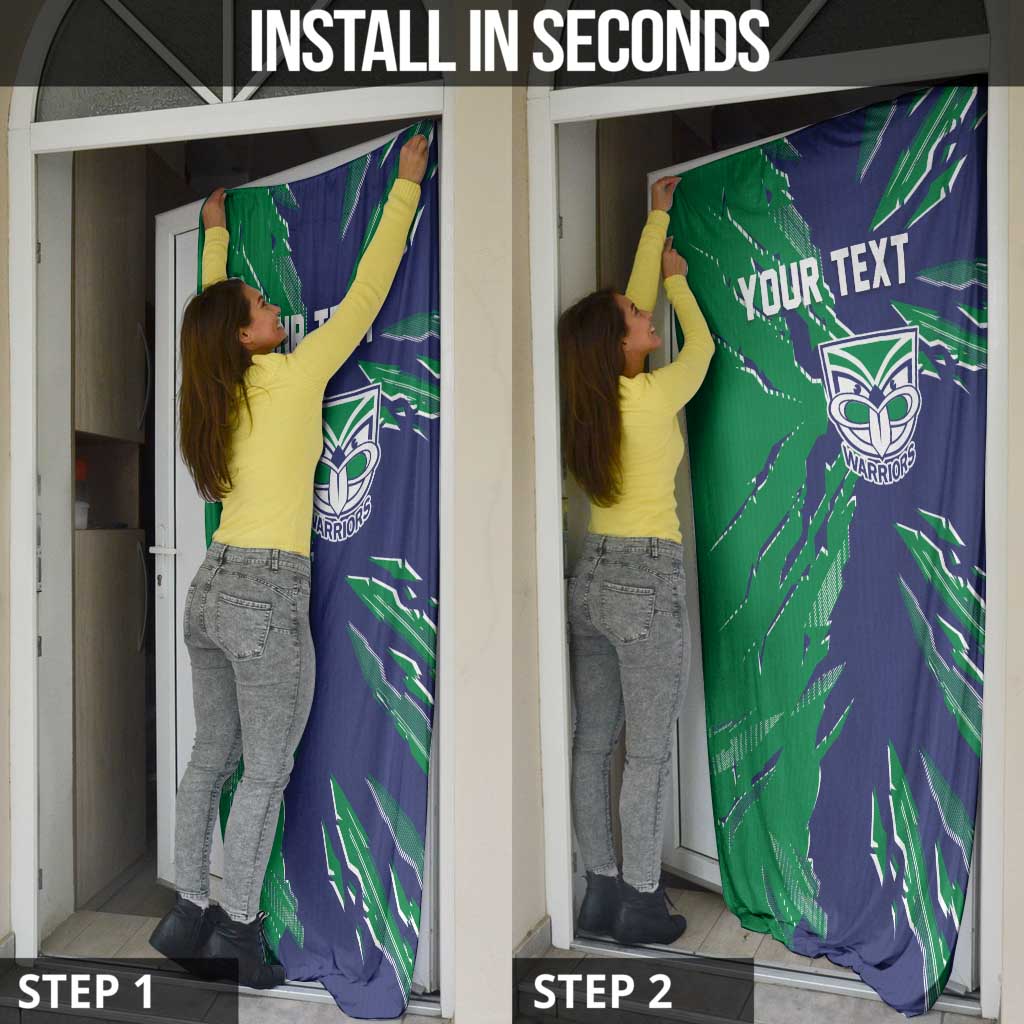 Personalized New Zealand Warriors Door Cover Dynamic Lightning Mascot Rugby Australia