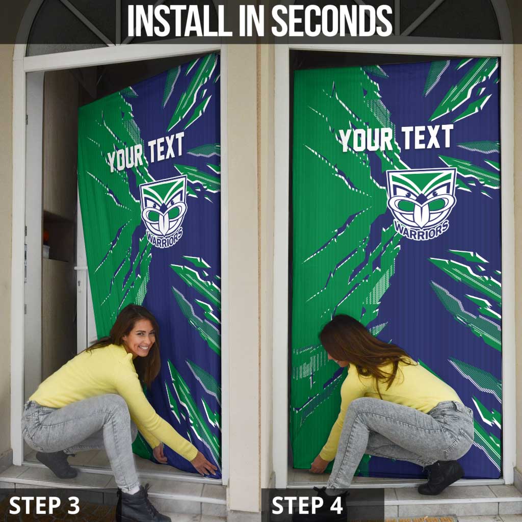 Personalized New Zealand Warriors Door Cover Dynamic Lightning Mascot Rugby Australia