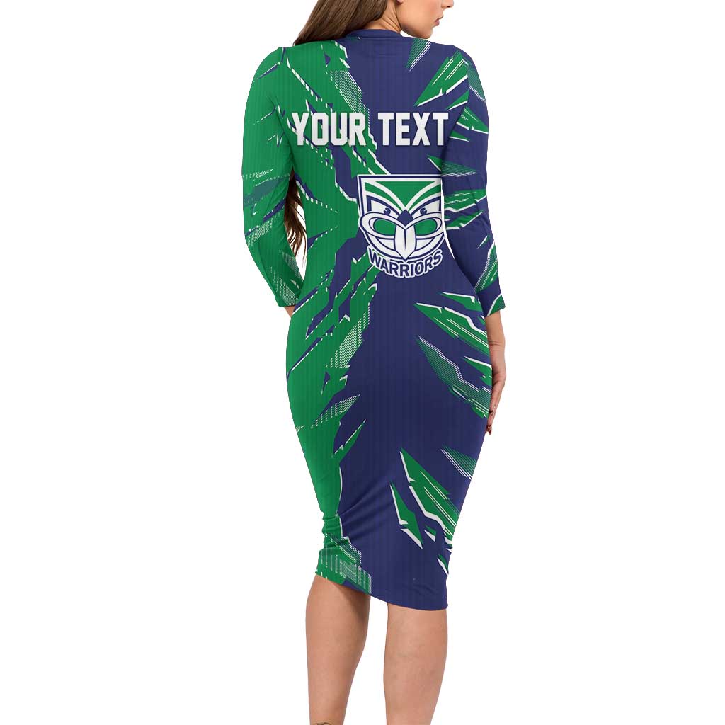 Personalized New Zealand Warriors Family Matching Long Sleeve Bodycon Dress and Hawaiian Shirt Dynamic Lightning Mascot Rugby Australia