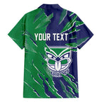Personalized New Zealand Warriors Family Matching Off Shoulder Short Dress and Hawaiian Shirt Dynamic Lightning Mascot Rugby Australia