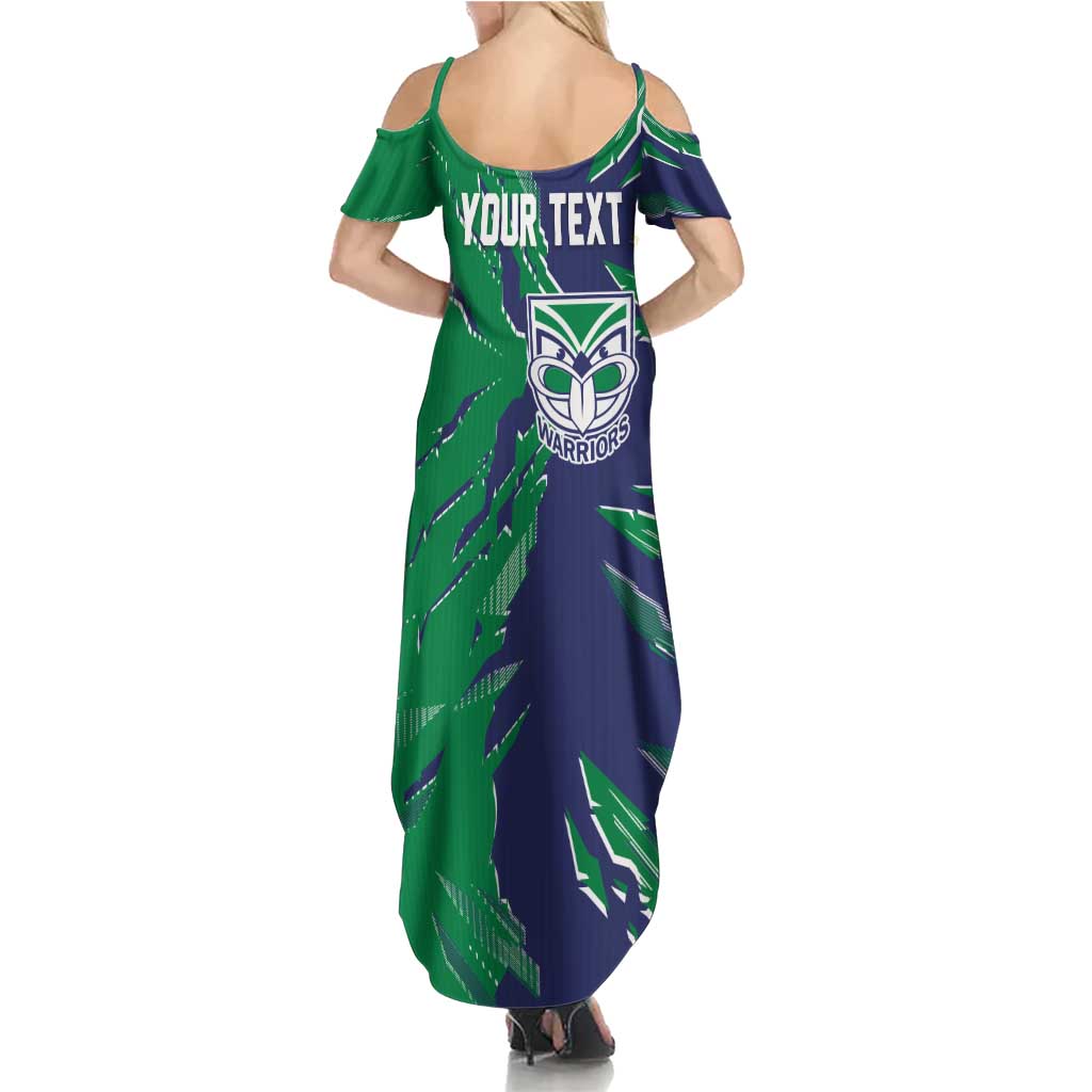 Personalized New Zealand Warriors Family Matching Summer Maxi Dress and Hawaiian Shirt Dynamic Lightning Mascot Rugby Australia