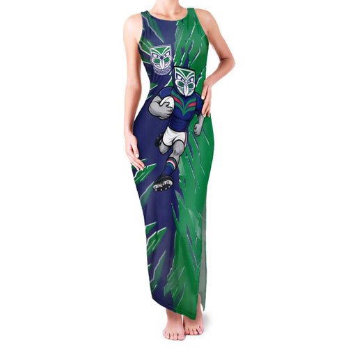 Personalized New Zealand Warriors Family Matching Tank Maxi Dress and Hawaiian Shirt Dynamic Lightning Mascot Rugby Australia
