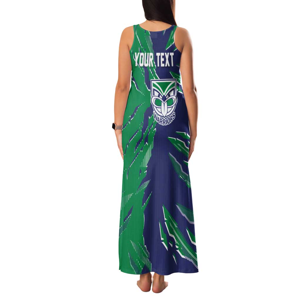 Personalized New Zealand Warriors Family Matching Tank Maxi Dress and Hawaiian Shirt Dynamic Lightning Mascot Rugby Australia