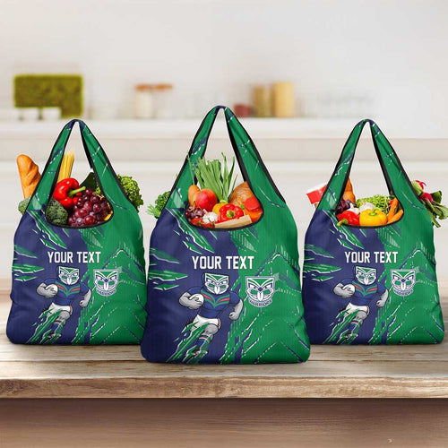 Personalized New Zealand Warriors Grocery Bag Dynamic Lightning Mascot Rugby Australia