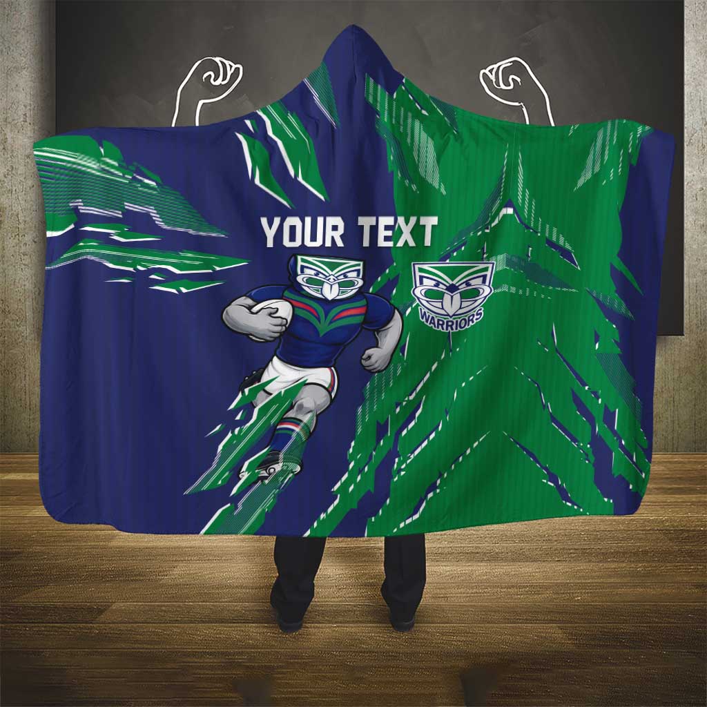 Personalized New Zealand Warriors Hooded Blanket Dynamic Lightning Mascot Rugby Australia