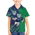 Personalized New Zealand Warriors Kid Hawaiian Shirt Dynamic Lightning Mascot Rugby Australia