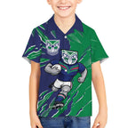 Personalized New Zealand Warriors Kid Hawaiian Shirt Dynamic Lightning Mascot Rugby Australia
