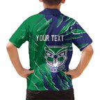 Personalized New Zealand Warriors Kid Hawaiian Shirt Dynamic Lightning Mascot Rugby Australia