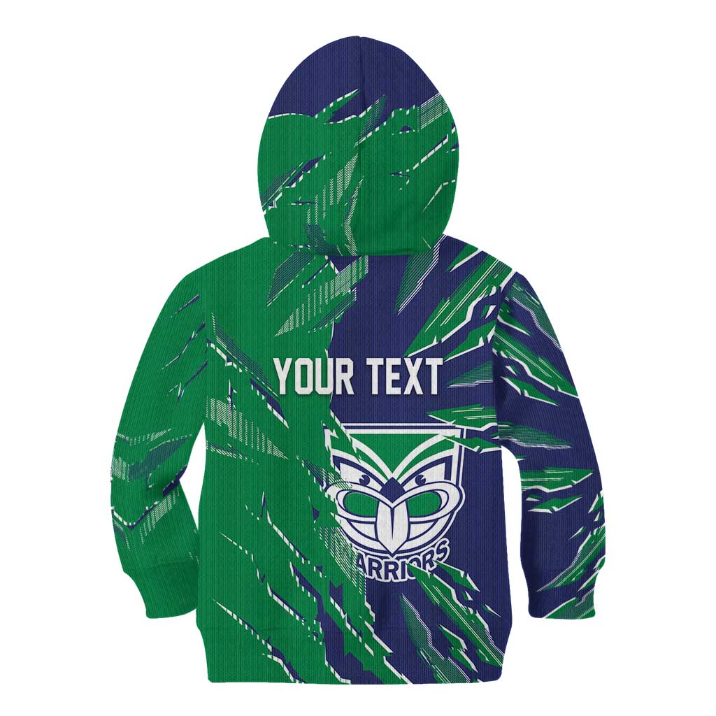 Personalized New Zealand Warriors Kid Hoodie Dynamic Lightning Mascot Rugby Australia