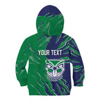 Personalized New Zealand Warriors Kid Hoodie Dynamic Lightning Mascot Rugby Australia