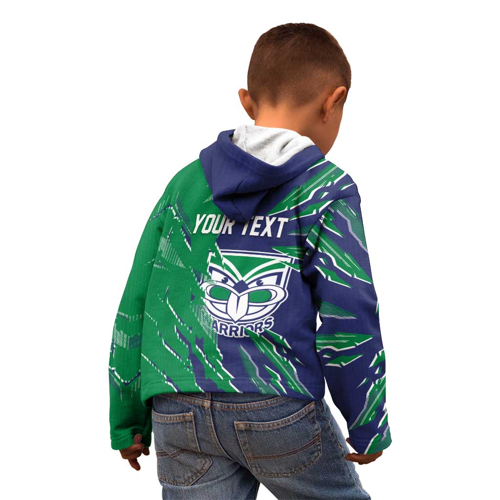 Personalized New Zealand Warriors Kid Hoodie Dynamic Lightning Mascot Rugby Australia