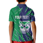 Personalized New Zealand Warriors Kid Polo Shirt Dynamic Lightning Mascot Rugby Australia