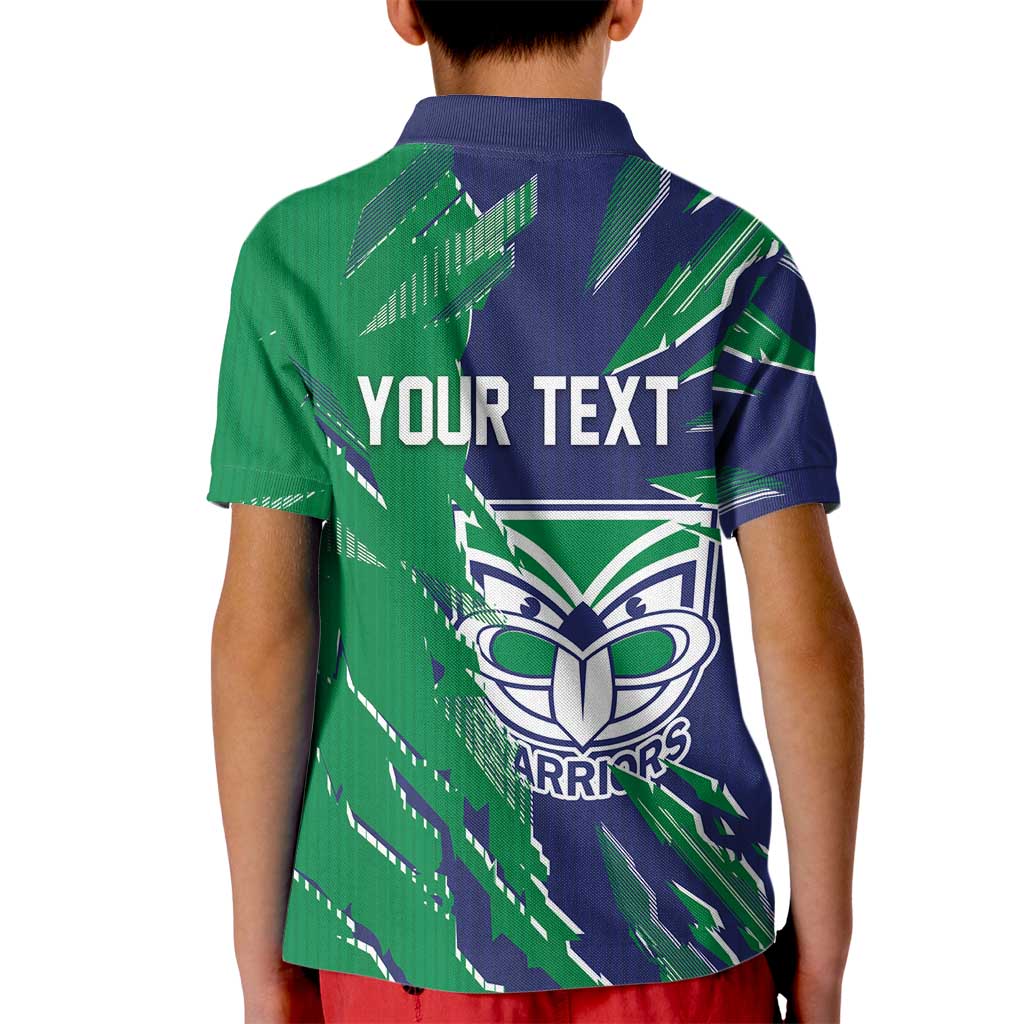 Personalized New Zealand Warriors Kid Polo Shirt Dynamic Lightning Mascot Rugby Australia