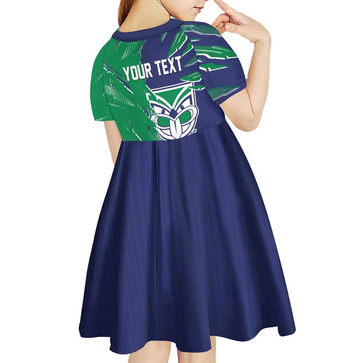 Personalized New Zealand Warriors Kid Short Sleeve Dress Dynamic Lightning Mascot Rugby Australia