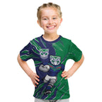 Personalized New Zealand Warriors Kid T Shirt Dynamic Lightning Mascot Rugby Australia