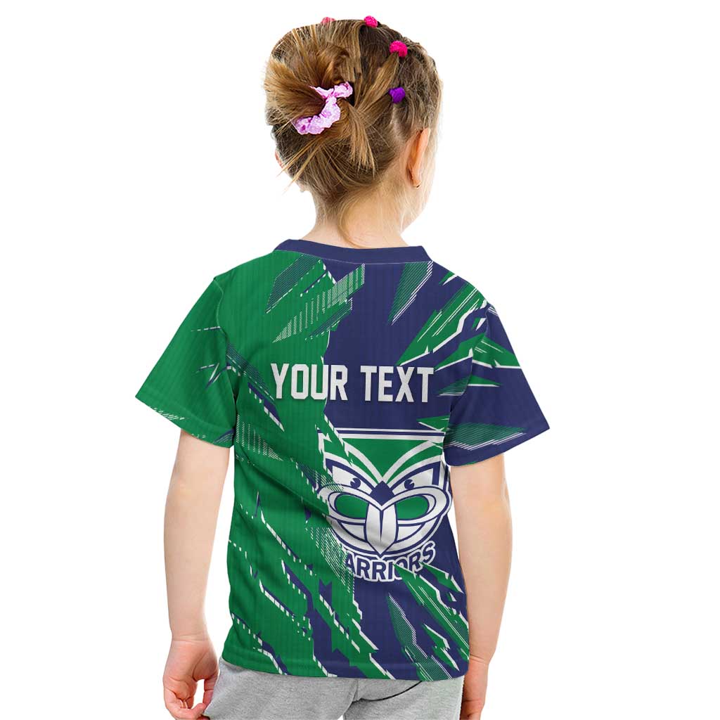 Personalized New Zealand Warriors Kid T Shirt Dynamic Lightning Mascot Rugby Australia