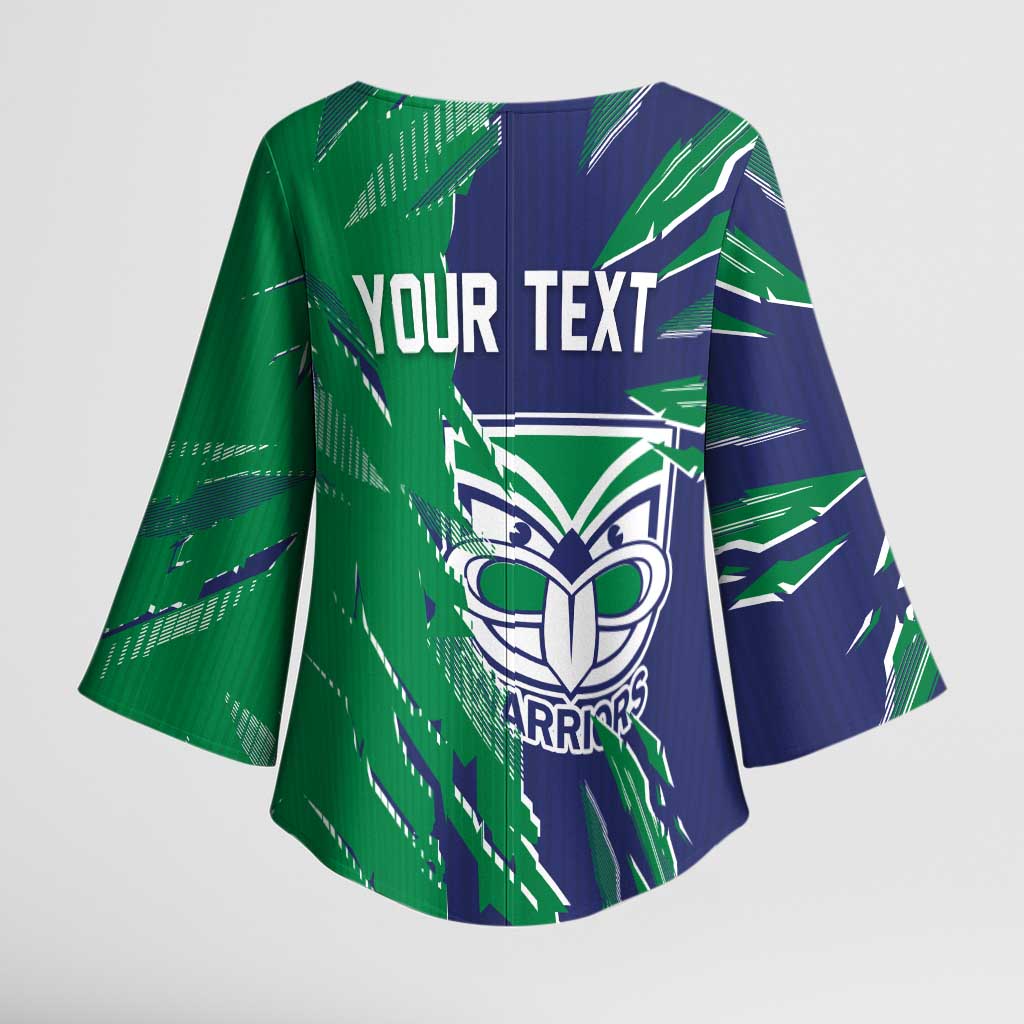 Personalized New Zealand Warriors Kimono Sleeve Blouse Dynamic Lightning Mascot Rugby Australia