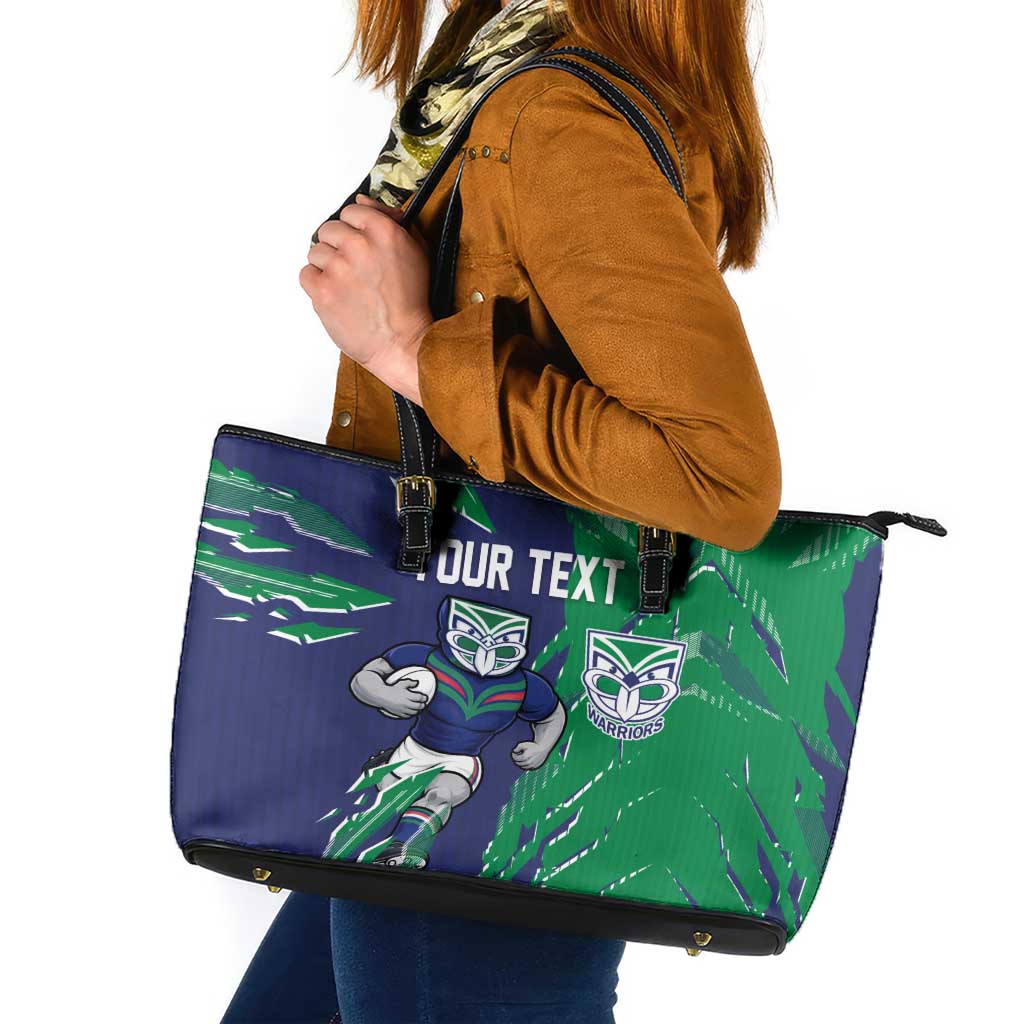 Personalized New Zealand Warriors Leather Tote Bag Dynamic Lightning Mascot Rugby Australia