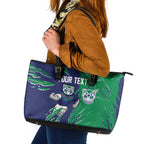 Personalized New Zealand Warriors Leather Tote Bag Dynamic Lightning Mascot Rugby Australia