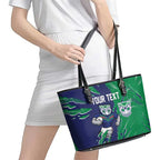 Personalized New Zealand Warriors Leather Tote Bag Dynamic Lightning Mascot Rugby Australia