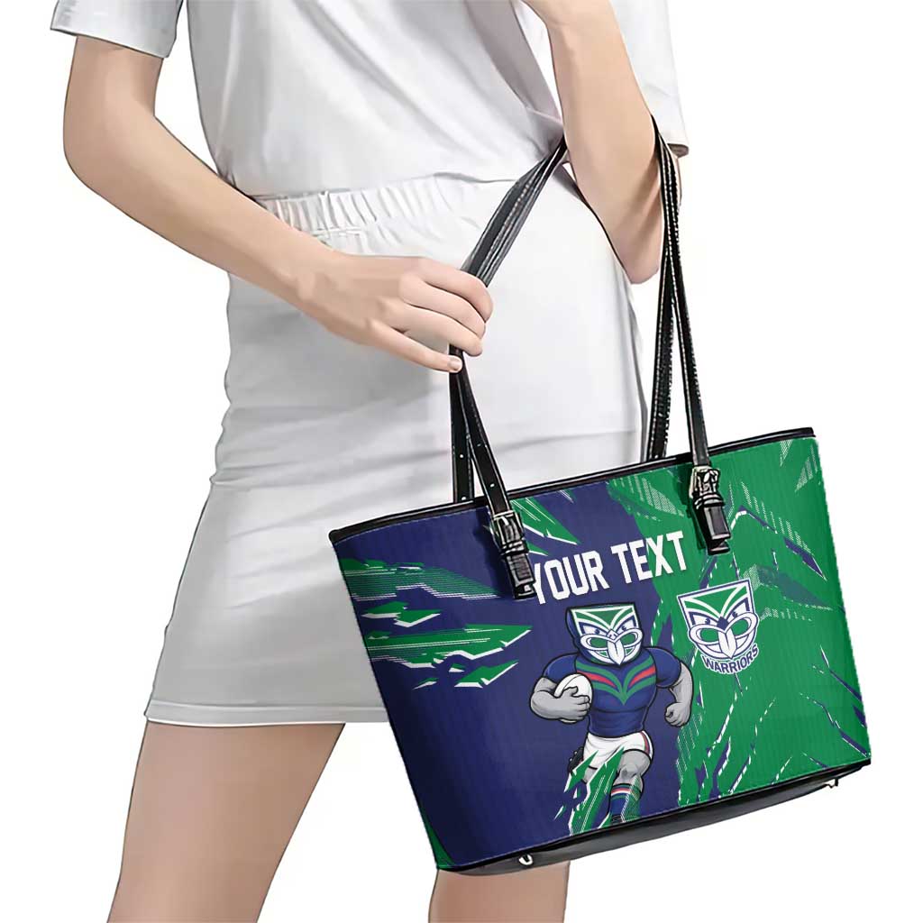 Personalized New Zealand Warriors Leather Tote Bag Dynamic Lightning Mascot Rugby Australia