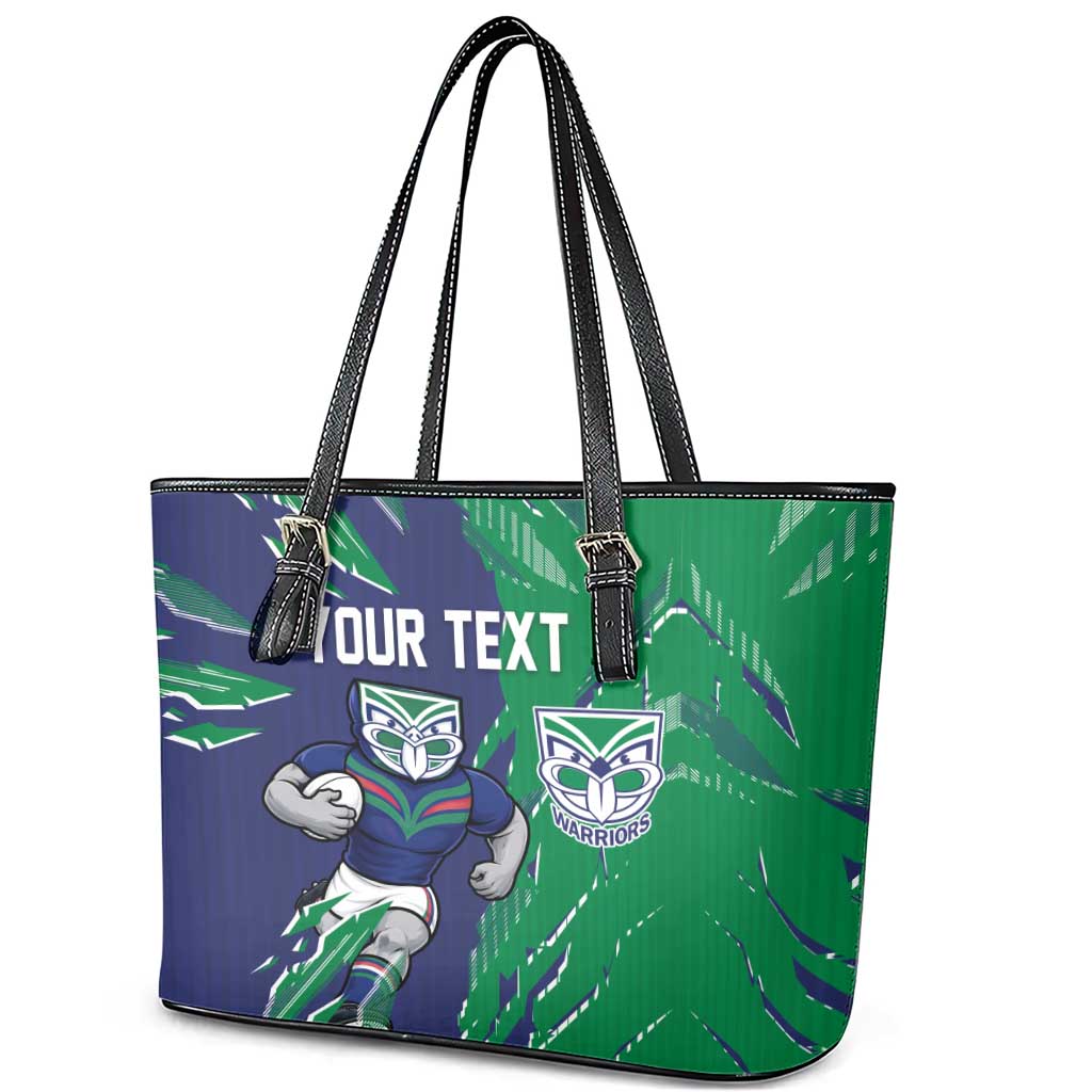 Personalized New Zealand Warriors Leather Tote Bag Dynamic Lightning Mascot Rugby Australia