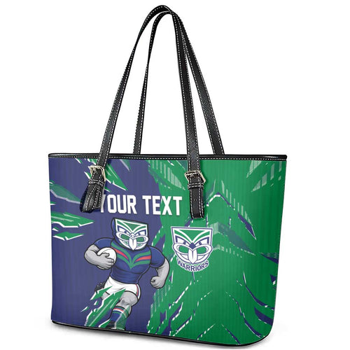 Personalized New Zealand Warriors Leather Tote Bag Dynamic Lightning Mascot Rugby Australia
