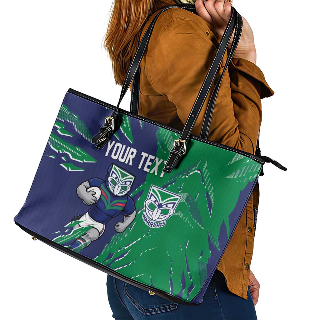 Personalized New Zealand Warriors Leather Tote Bag Dynamic Lightning Mascot Rugby Australia