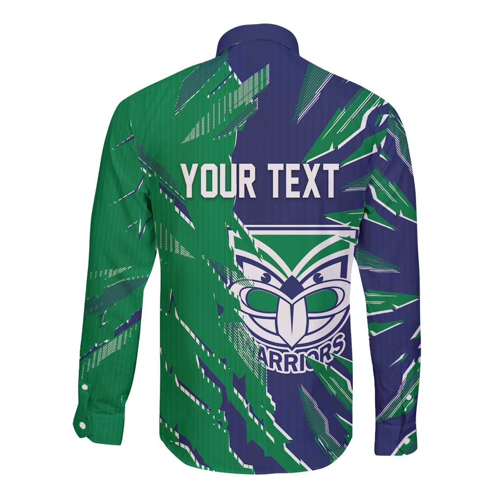 Personalized New Zealand Warriors Long Sleeve Button Shirt Dynamic Lightning Mascot Rugby Australia