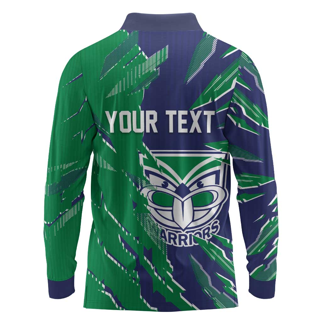 Personalized New Zealand Warriors Long Sleeve Polo Shirt Dynamic Lightning Mascot Rugby Australia