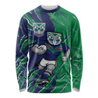 Personalized New Zealand Warriors Long Sleeve Shirt Dynamic Lightning Mascot Rugby Australia