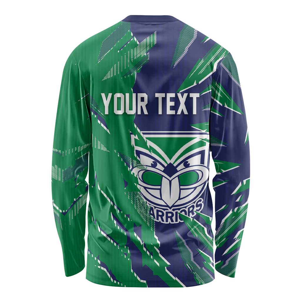 Personalized New Zealand Warriors Long Sleeve Shirt Dynamic Lightning Mascot Rugby Australia