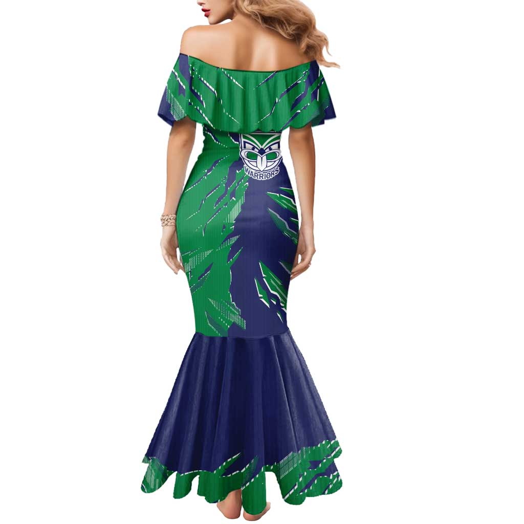Personalized New Zealand Warriors Mermaid Dress Dynamic Lightning Mascot Rugby Australia