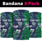 Personalized New Zealand Warriors Neck Gaiter Dynamic Lightning Mascot Rugby Australia
