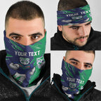 Personalized New Zealand Warriors Neck Gaiter Dynamic Lightning Mascot Rugby Australia