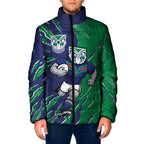 Personalized New Zealand Warriors Padded Jacket Dynamic Lightning Mascot Rugby Australia