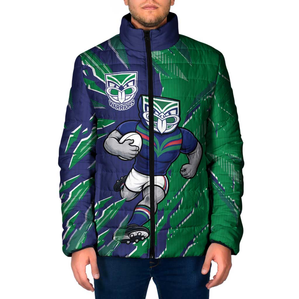 Personalized New Zealand Warriors Padded Jacket Dynamic Lightning Mascot Rugby Australia
