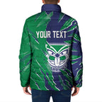 Personalized New Zealand Warriors Padded Jacket Dynamic Lightning Mascot Rugby Australia