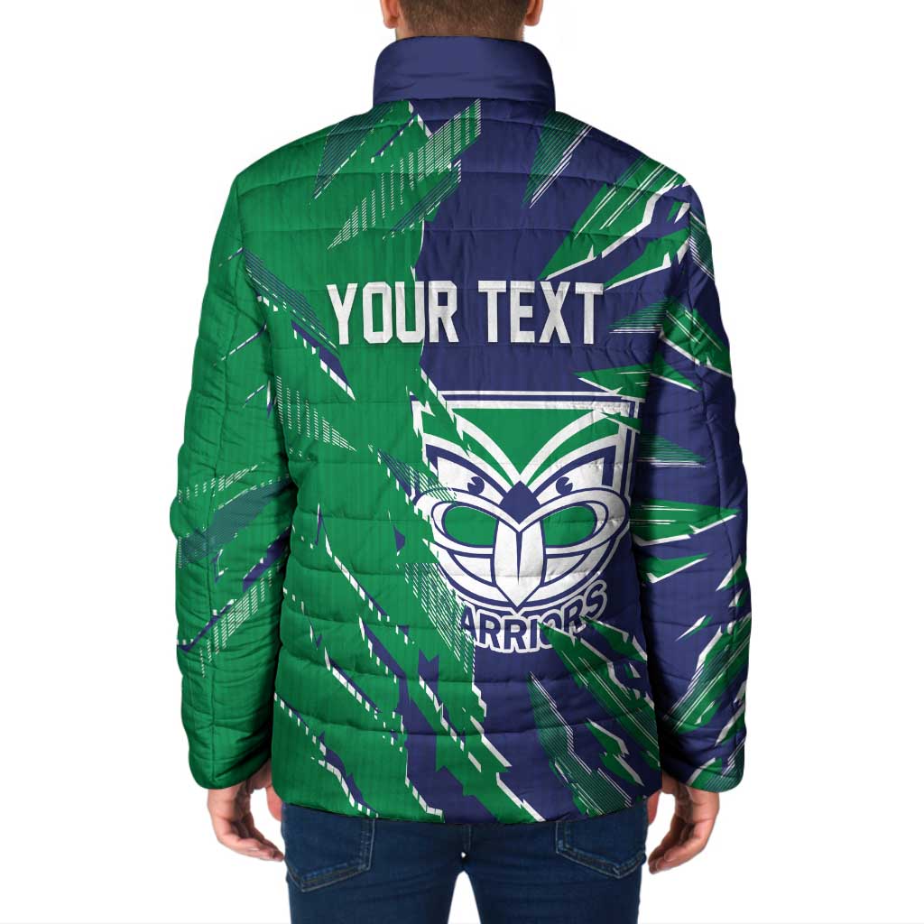 Personalized New Zealand Warriors Padded Jacket Dynamic Lightning Mascot Rugby Australia