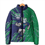 Personalized New Zealand Warriors Padded Jacket Dynamic Lightning Mascot Rugby Australia
