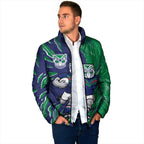 Personalized New Zealand Warriors Padded Jacket Dynamic Lightning Mascot Rugby Australia